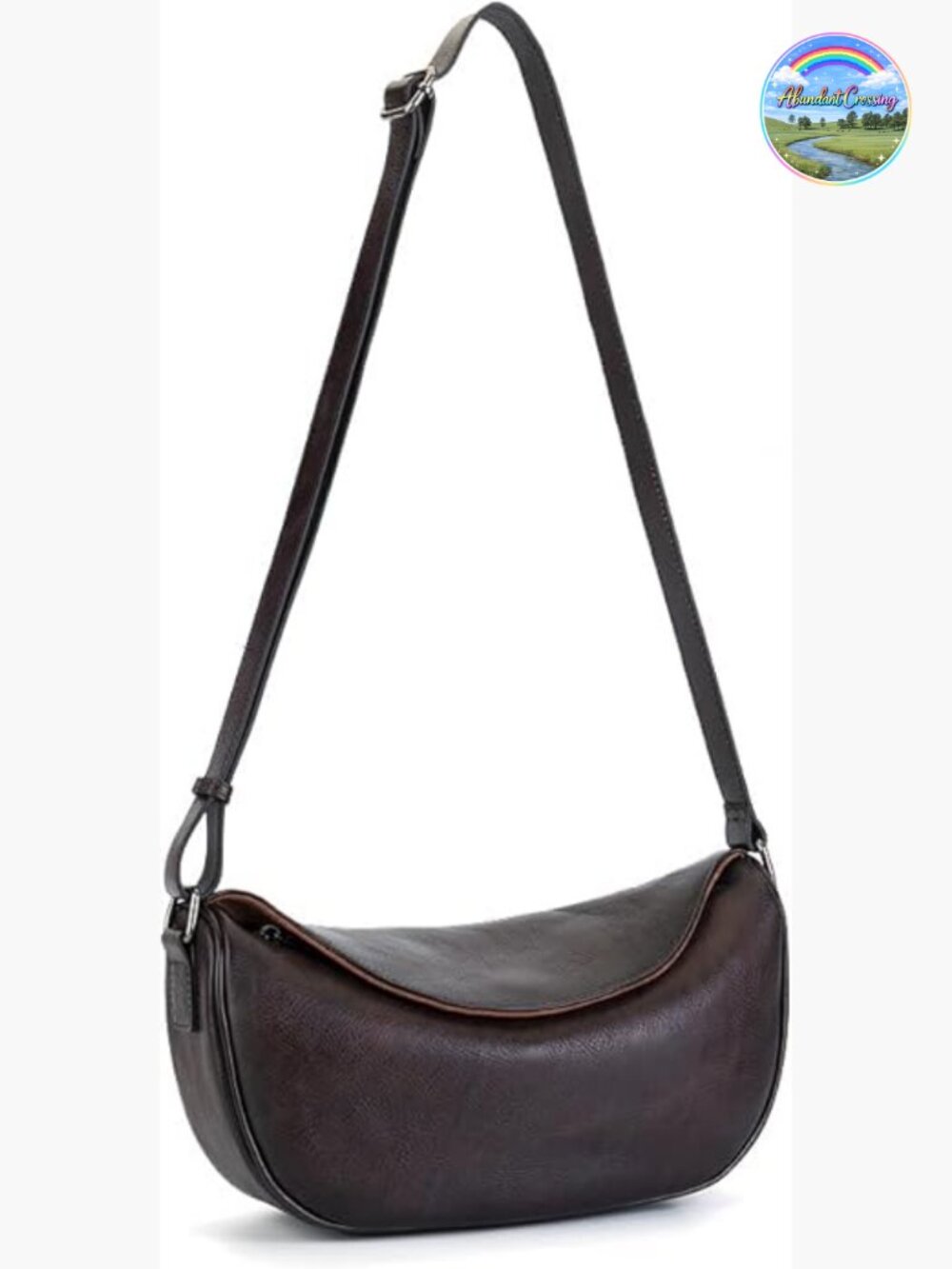 Genuine Leather Crossbody Bag Crescent Shoulder Bag Medium Half Moon Purse